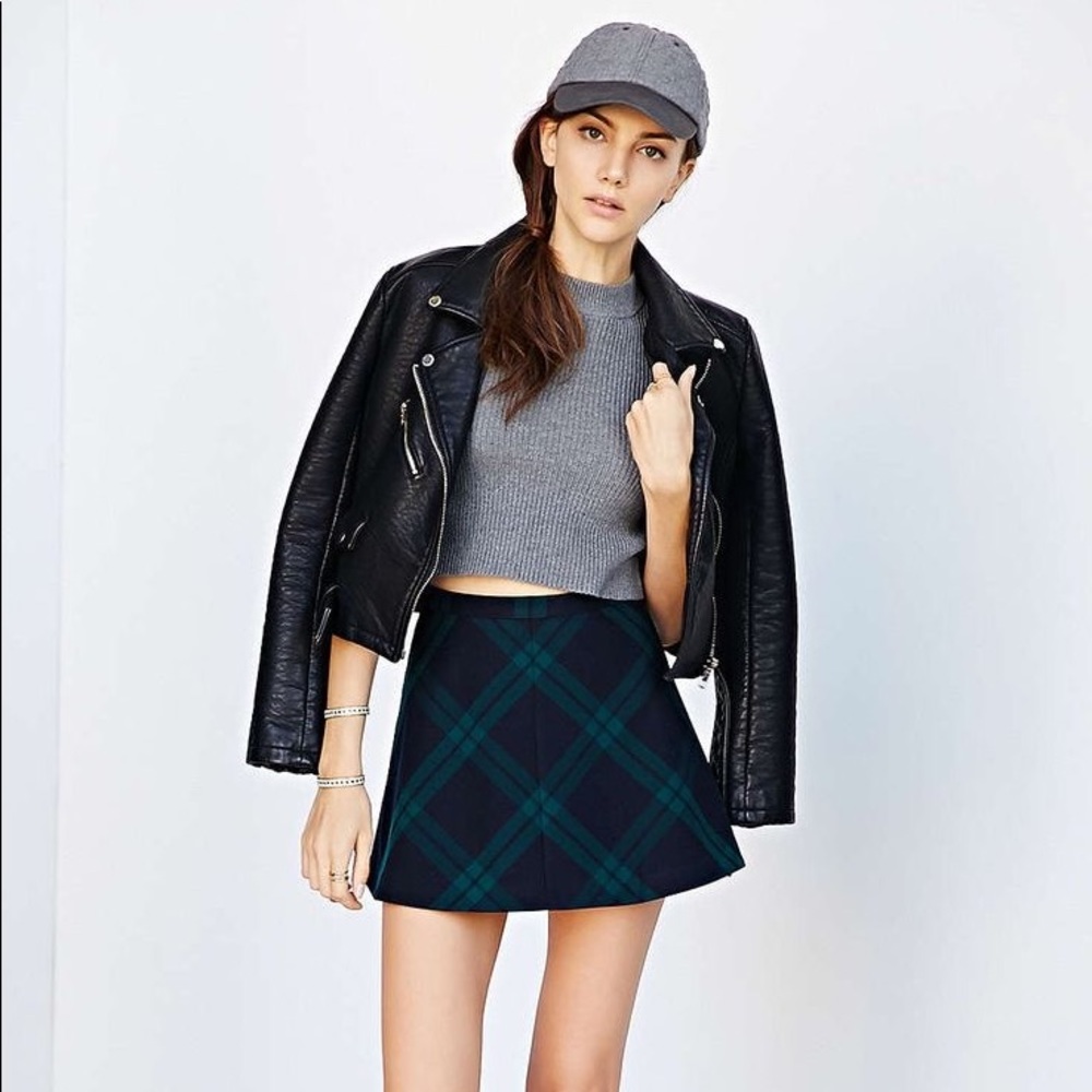 Cher Menswear A-Line Mini Skirt in Green Multi